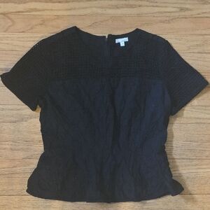 GAP Black Fitted Peplum Short Sleeve Blouse